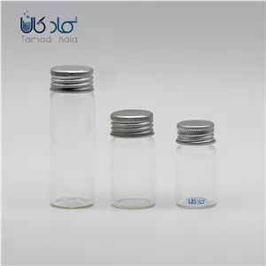 شیشه درپیچ دار فلزی (شیشه مک کارتی) | 50 میلی لیتر(ارتفاع 10cm)