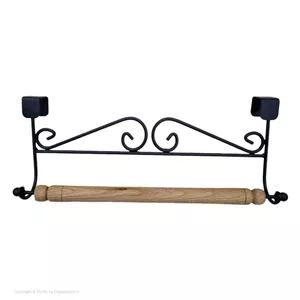 آویز حوله کابینتی مدل فلز و چوب (طرح کلاسیک)