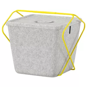 سبد نظم دهنده ایکیا مدل BRANNBOLL پایه‌دار/ خاکستری/ زرد ۳۰*۳۳*۳۰ سانتی‌متر