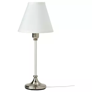 آباژور رومیزی ایکیا مدل FLYGHOJD، نیکل اندود/ سفید، ۵۴ سانتی‌متر