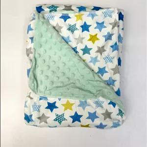 پتو نوزادی مخمل پشت حبابی کد ۱۵(ستاره درشت)
