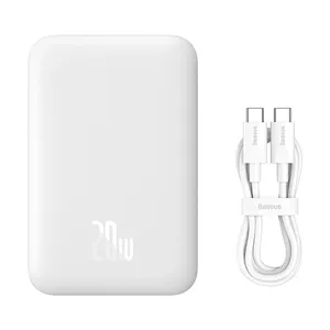 پاوربانک مگنتی بیسوس مدل Mini Air PPCXM06A ظرفیت 6000mAh همراه با کابل– سفید