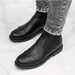 نیم‌بوت مردانه چرمی مدل italy محصول pamshop چرم خارجی درجه ۱، دوردوخت، سبک و شیک