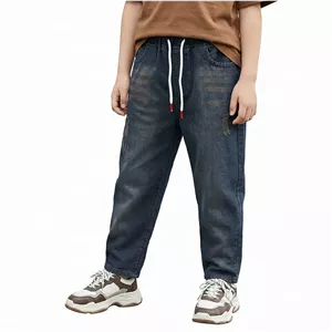شلوار جین پسرانه مام فیت آبی تیره سایز 2 تا 7 سال