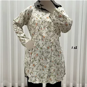 تونیک نخی زنانه مدل هاوایی سایز بزرگ فری سایز تا 50 دکمه دار