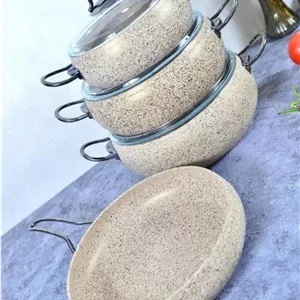 سرویس قابلمه گرانیت خمره ای هفت پارچه او ام اس ترک مدل طوفان شن کد ۳۰۵۱