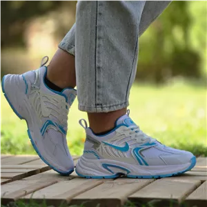 فروش  فوق العاده کفش کتونی اسپرت زنانه دخترانه مدل نایک خوش پوش و کلاسیک رنگ سفید ابی  با ارسال رایگان