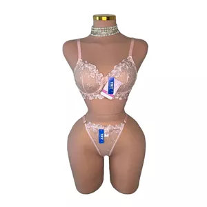 ست سوتین و شورت دانتل توری صورتی كم رنگ تیریتی TRT