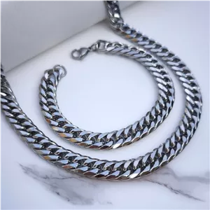 ست گردنبند دستبند مردانه ۱۰ میل کارتیر استیل
