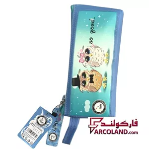 جامدادی یونی فای کد 2-1614 طرح جغد آبی رنگUnify pencil caseتک زیپ
