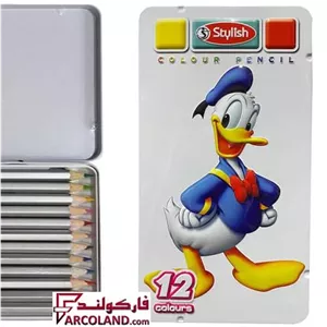 مداد رنگی 12 رنگ استایلیش کد 25601جعبه فلزیstylish colour pencil