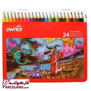 مداد رنگی 24 رنگ اونر مدل 141724جعبه فلزیOwner colour pencil