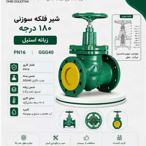 شیر فلکه سوزنی 180 درجه زبانه استیل وگ امید گلستان GGG40 