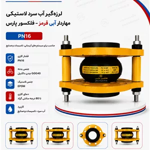 لرزه‌گیر آب گرم لاستیکی مهاردار آبی و قرمز PN16 – فلکسور پارس