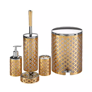 ست‌ 5‌ پارچه‌ مروارید مدل ویولت گل‌دار طلایی