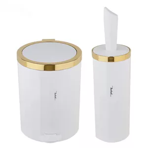 سطل و برس حباب مدل آرامیس سفید طلایی