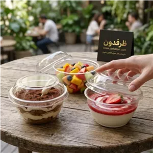 کاسه یکبار مصرف شفاف درب حبابی 250cc | ظرف دسر لوکس