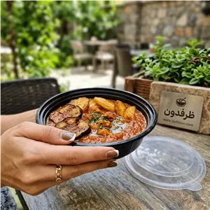 ظرف ماکروفری مشکی گرد نیم پرسی یکبار مصرف