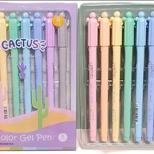 پک هشت رنگ روان نویس طرح کاکتوس