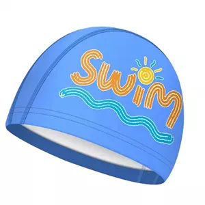 کلاه شنا بچگانه آبی طرح SWIM