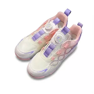 کفش بچه گانه اسکیتی چراغ دار دو حالته سفید صورتی پاستیلی