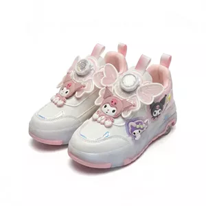 کفش بچه گانه اسکیتی چراغ دار دو حالته صورتی سفید