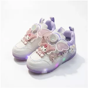 کفش بچه گانه اسکیتی چراغ دار دو حالته بنفش سفید