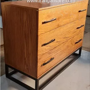 دراور چوبی سه کشو با روکش بلوط