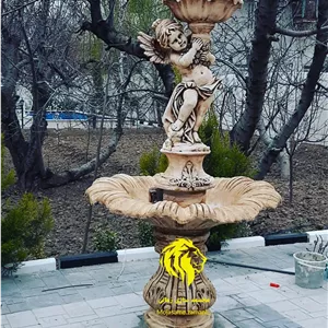 آبنما برگی یک طبقه با مجسمه بامبو