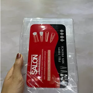 قالب موقت کاشت ژل ناخن 4 طرح میکس 288 عدد با اسمایل پیپر مدل S1 قرمز سالن Salon