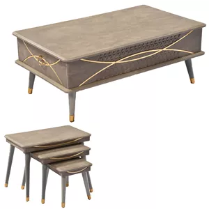 میز پذیرایی میز چوب مدل آیسان مجموعه 4 عددی کاتن مدل 100062