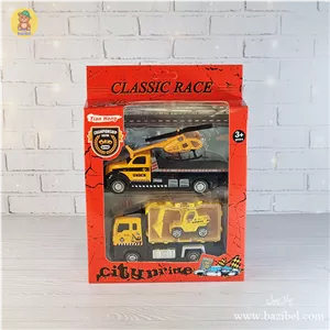 ست کامیون و هلی کوپتر فلزی اسباب بازی