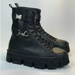 کد 2504 بوت ورساچه versace بندی رکابدار چرم مشکی
