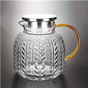 پارچ پيركس دسته عسلي طرح گندم درب بامبو و استيل