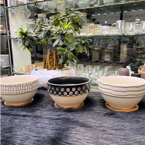 کاسه استندی روستیک وارداتی | کاسه شیشه‌ای پایه‌دار طرح روستیک