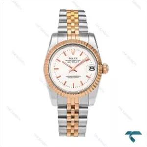 رولکس زنانه دورنگ رزگلد صفحه سیلور خطی Rolex-6086-L
