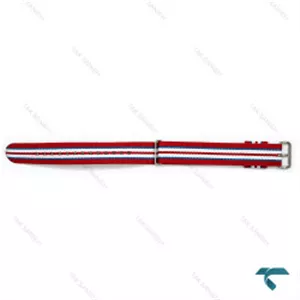 بند برزنتی دنیل ولینگتون مردانه قرمز سفید آبی سگک سیلور DW-Strap-8574-G