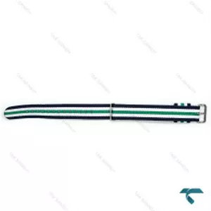 بند برزنتی دنیل ولینگتون مردانه سرمه ای سفید سبز سگک سیلور DW-Strap-8577-G