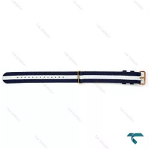 بند برزنتی دنیل ولینگتون مردانه سرمه ای سفید سگک رزگلد DW-Strap-8580-G