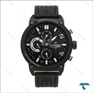 ساعت بند چرمی نیوی فورس NF9068 مردانه مشکی ایندکس سفید NaviForce-7335-G