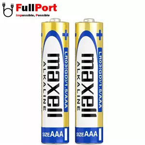 باتری آلکالاین نیم قلمی مکسل مدل AAA LR03 بسته 2 عددی