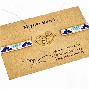 M0756 _ دستبند نیمه آماده برای پلاک، سنتی، آبی کمرنگ، کاربنی و سفید 3 رج ( منجوق میوکی )
