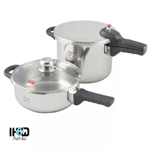 زودپز دوقلو پارس استیل 4/5 , 6 لیتری کف سه لایه با درب پیرکس