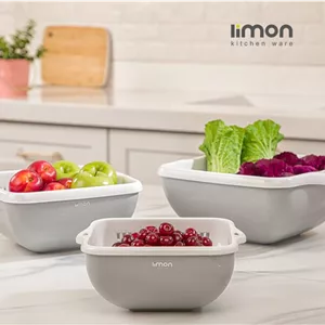 ست کاسه و آبکش چهارگوش 3 سایز لیمون