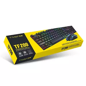 کیبورد و ماوس سیم دار گیمینگ تی ولف مدل T-WOLF TF200