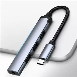 هاب چهار پورت تایپ سی و مبدل 3.5mm Jack الدینیو مدل DS-104C