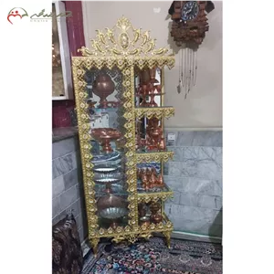 بوفه آبکاری کنار سالنی پایه دار چهار طبقه مدل تاج دار