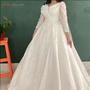 لباس عروس یقه صدفی ،جنس ساتن شایندار