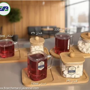 قندان پیرکس درب بامبو مربع کوچک خارجی اصل سایز 6✖6 | Bamboo Woden