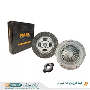 دیسک و صفحه کلاچ پژو 206 تیپ 5 با بلبرینگ برند ماپا (MAPA)